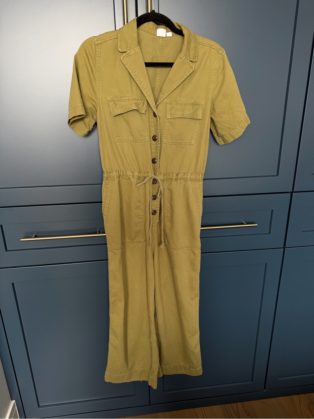 GAP Olive Short-Sleeve Utility Jumpsuit